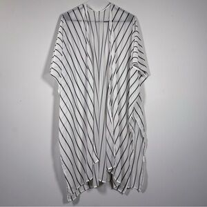 Chic Black and White Striped Kimono